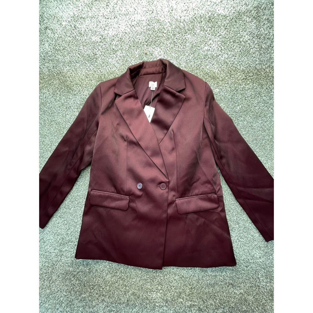 A New Day Blazer Women S Burgundy NEW Satin Double Breasted